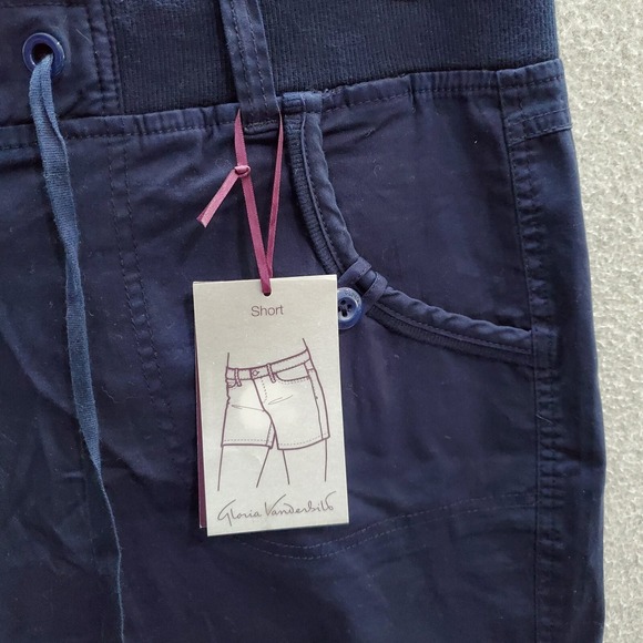 Gloria‎ Vanderbilt Women Shorts 18 Blue Chino Stretch Pockets Drawstring NWT - Picture 2 of 9